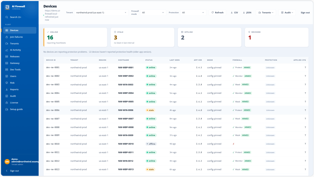 Endpoint and Agent Health Report
