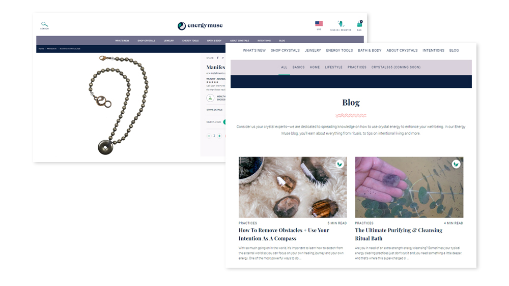 Example of jewelry ecommerce website design