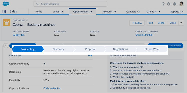 Sales path in Salesforce