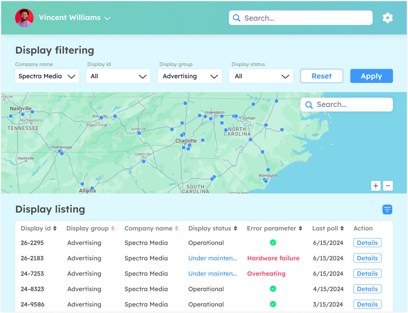 display monitoring solution for a led provider mid