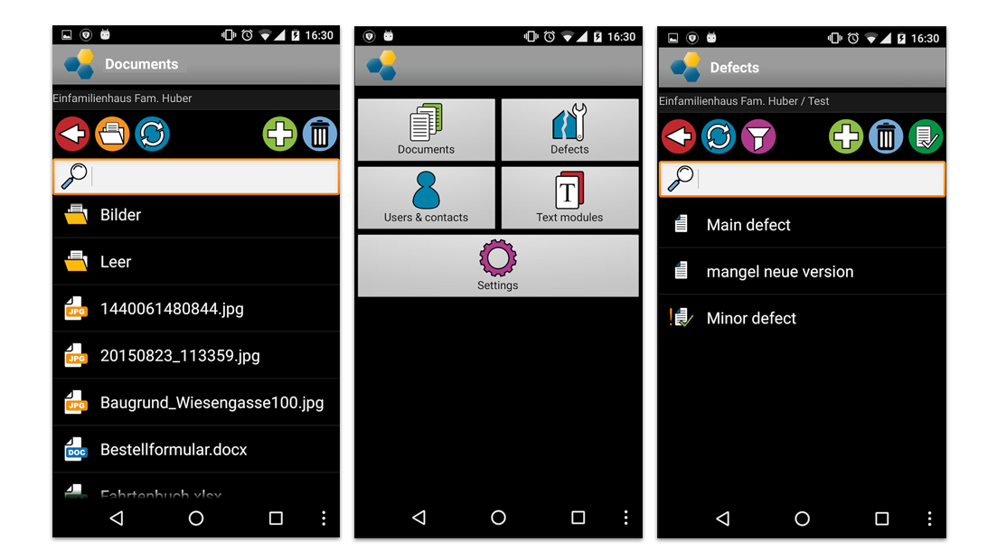 xamarin project management 3 screens