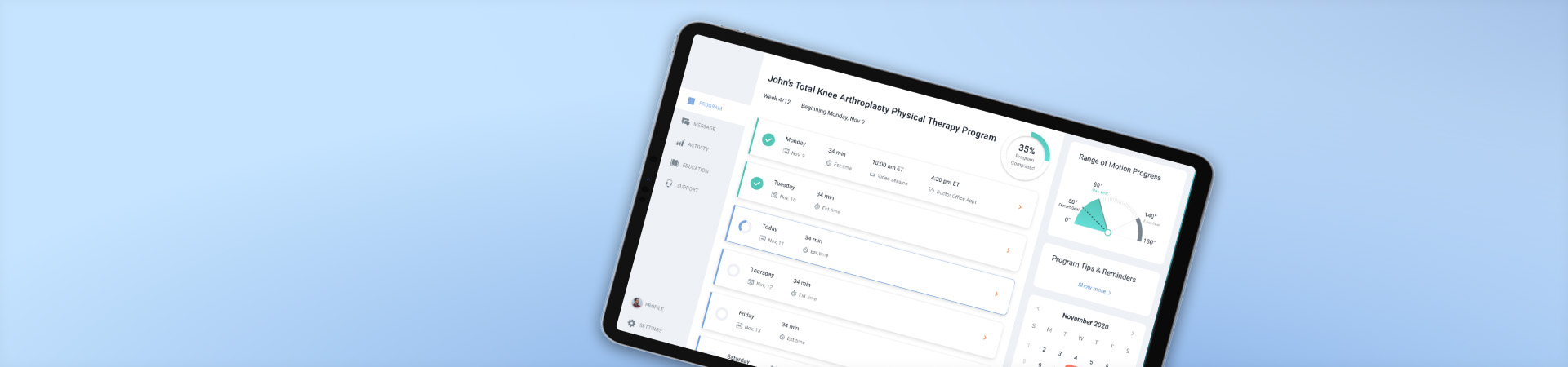 تصميم تجربة المستخدم وواجهة المستخدم لمنتج الحد الأدنى لبرمجيات إعادة التأهيل الطبي