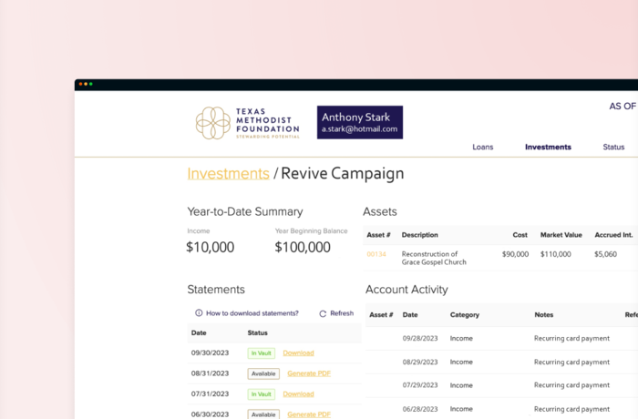 Financial Portal UI Modernization for Texas Methodist Foundation