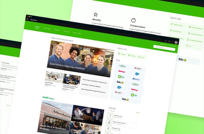 SharePoint Intranet Integrated with Learning Platform for Employee Collaboration and Training