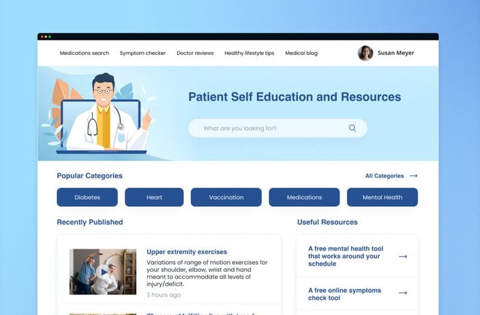 تطوير بوابة إلكترونية لمعلومات الرعاية الصحية لشركة أميركية كبرى