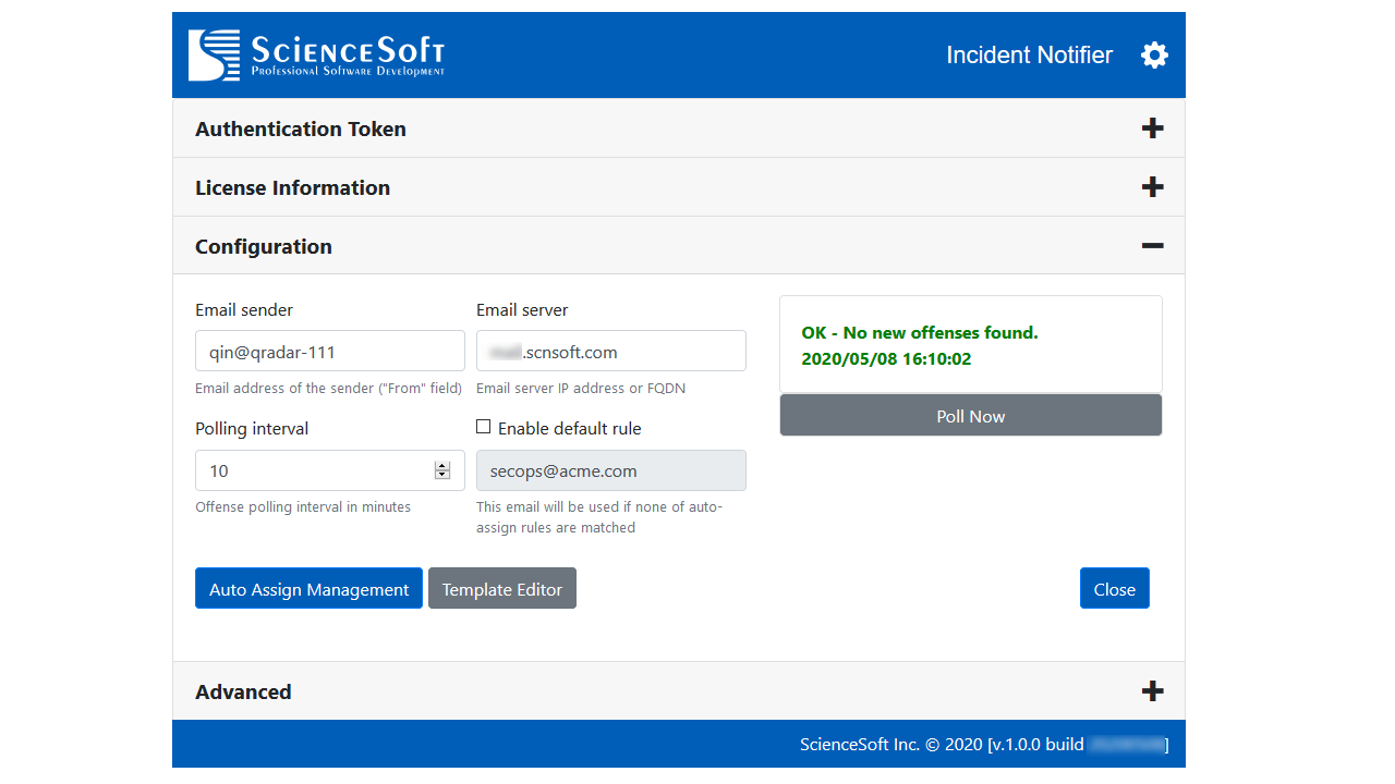 QLEAN dashboard showing IBM QRadar health monitoring