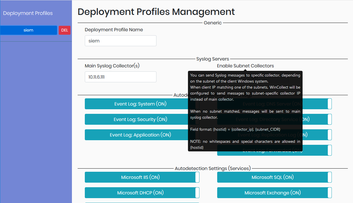 QRadar WinCollect agent deployment and configuration interface