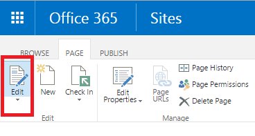 SharePoint page in the Edit mode