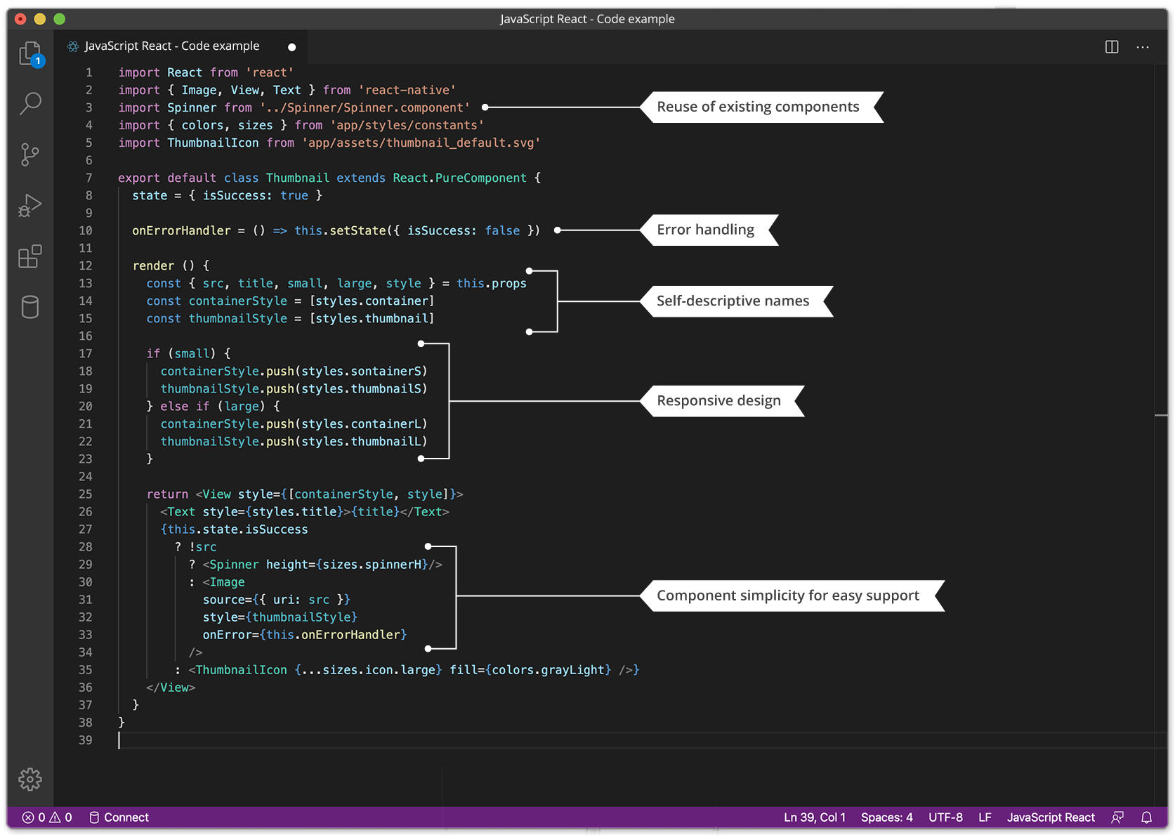 JavaScript React - code example - ScieneSoft
